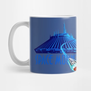 Space Mountain Retro Style - Medium Blue Text Mug